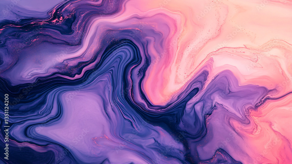 Mesmerizing purple and pink fluid patterns creating a captivating chromatic flow gradient displayed on a swirling canvas of colors. Mesmerizing purple and pink fluid patterns creating a captivating chromatic flow gradient displayed on a swirling canvas of colors.