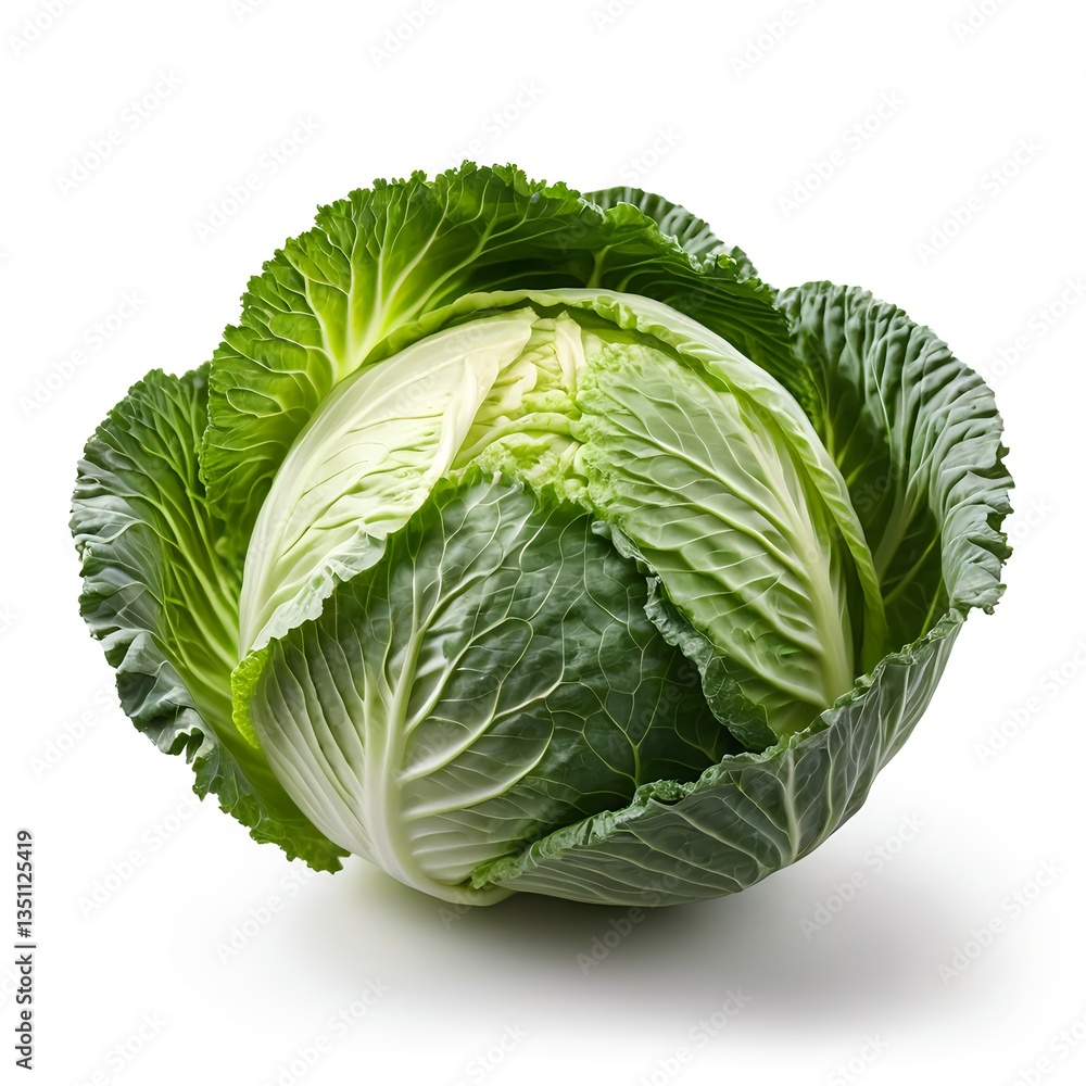 Fototapeta premium Fresh Green Cabbage Isolated on White Background