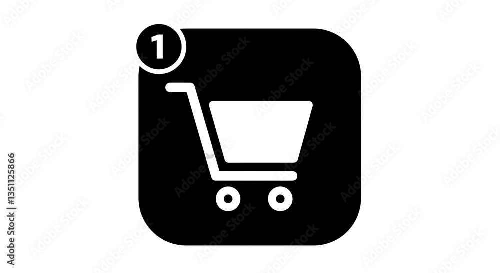 Isolated Shopping Cart Icon with Notification Badge Isolated Shopping Cart Icon with Notification Badge