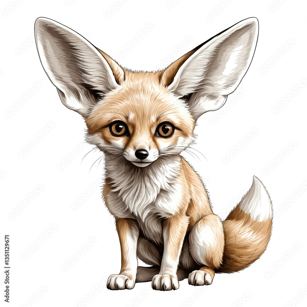 Obraz premium Adorable Fennec Fox Sitting