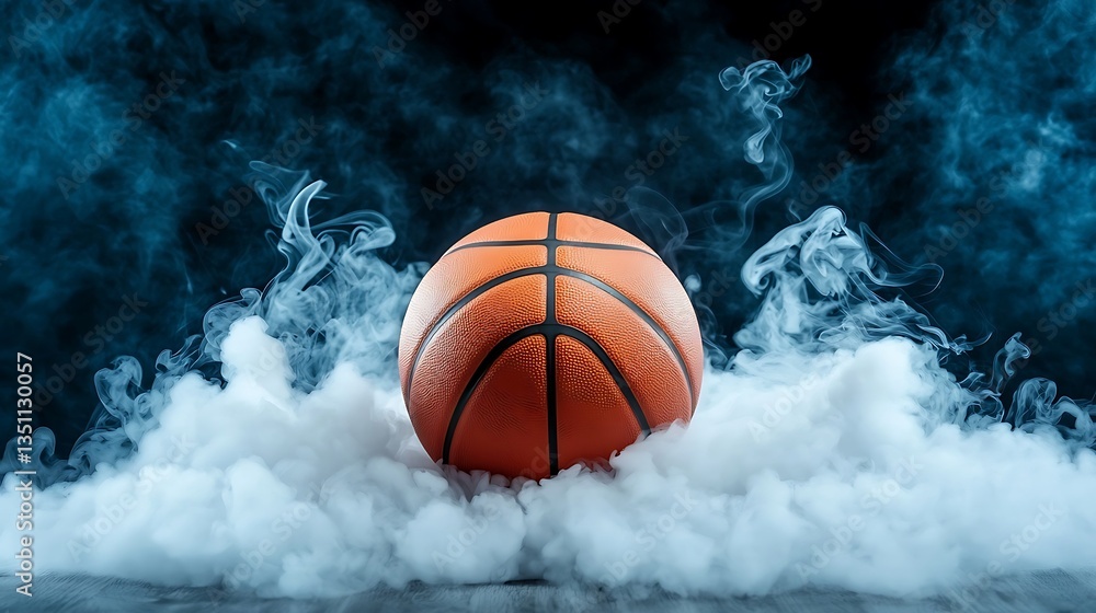 Obraz premium Smoky Court: Basketball in Fog.