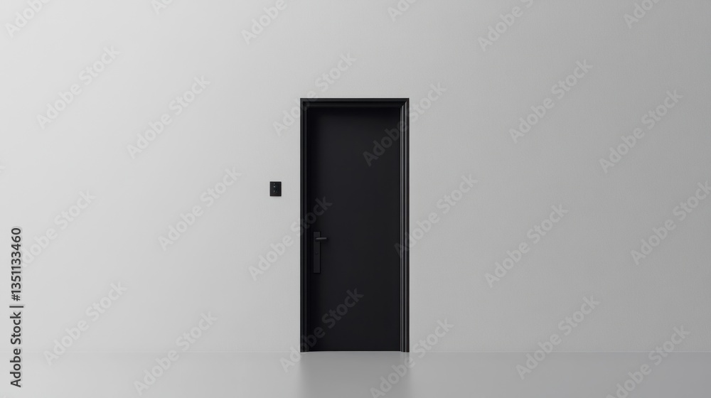 Modern Black Door on a White Wall Modern Black Door on a White Wall