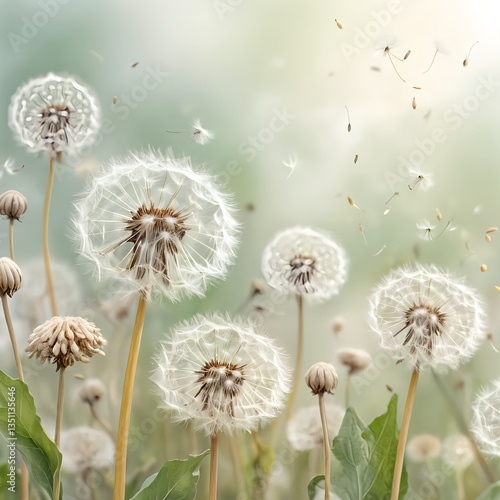 Dandelion Seeds Floating in the Breeze