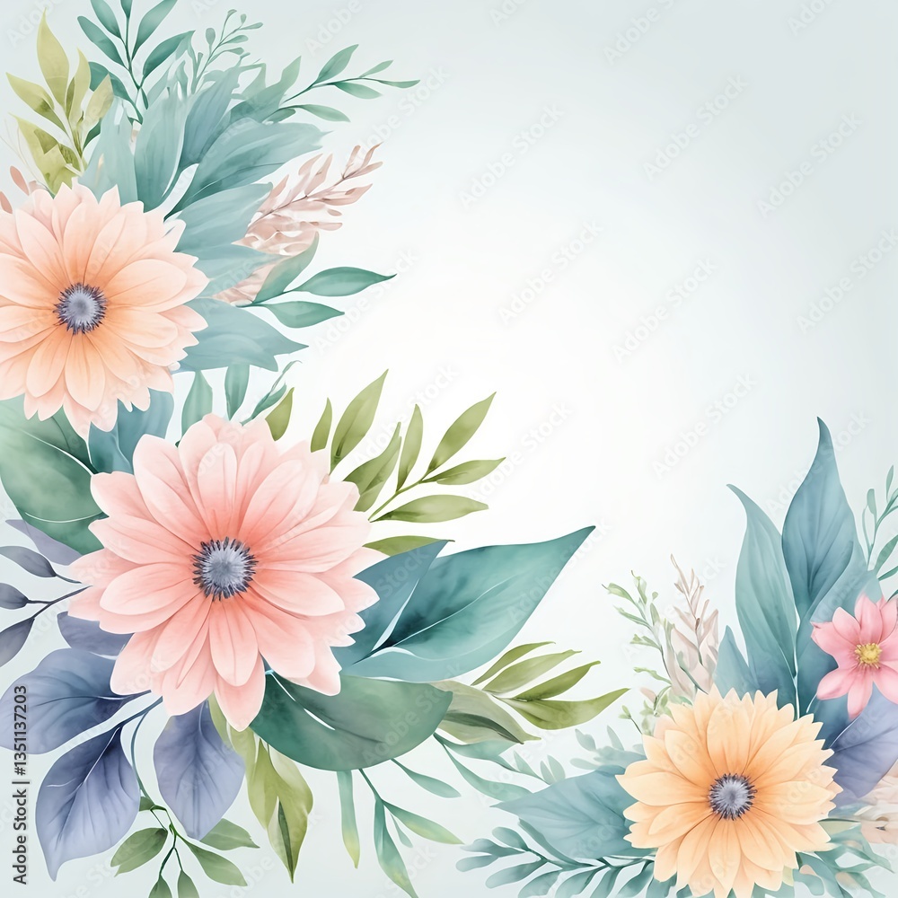 Fototapeta premium Pastel Floral Corner Design