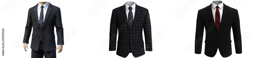 Three suits, dark background (1) isolated on white or transparent Three suits, dark background (1) isolated on white or transparent