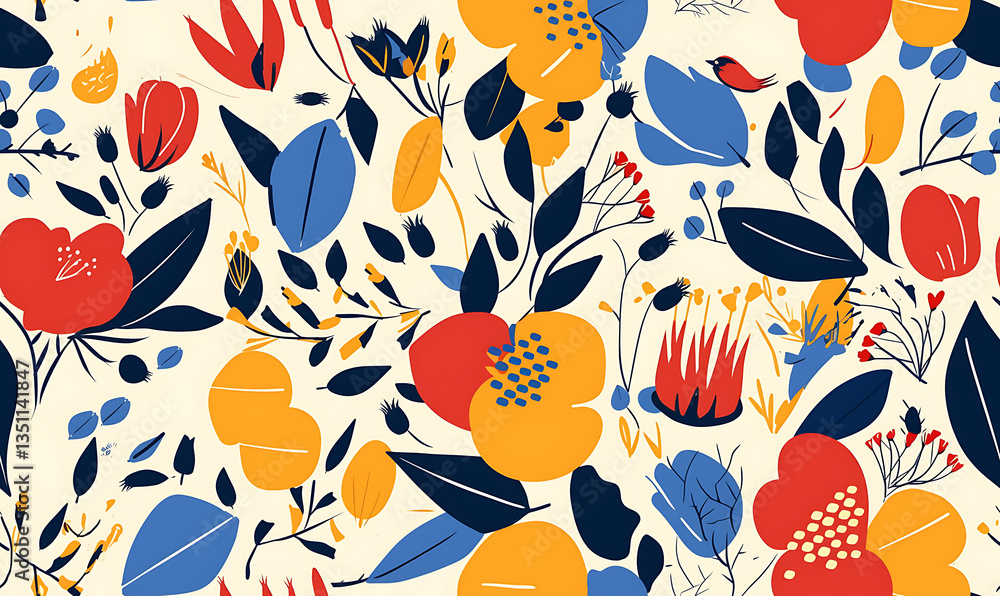Creative 2D Doodle seamless pattern Floral or flower Illustrations Creative 2D Doodle seamless pattern Floral or flower Illustrations