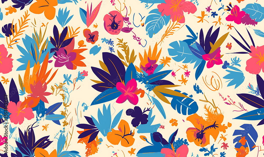 Creative 2D Doodle seamless pattern Floral or flower Illustrations Creative 2D Doodle seamless pattern Floral or flower Illustrations