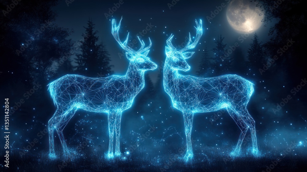 Magical Forest Deers at Night Magical Forest Deers at Night