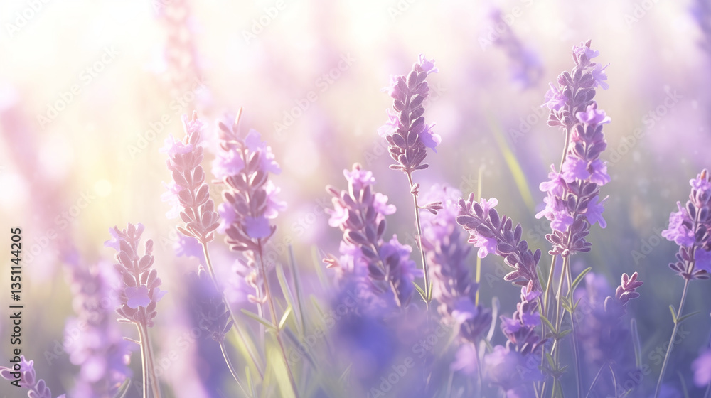 A high-quality image showcasing a close-up of blooming lavender flowers in soft focus. The foreground captures the intricate textures of the petals, while the background fades into a dreamy blur of pu A high-quality image showcasing a close-up of blooming lavender flowers in soft focus. The foreground captures the intricate textures of the petals, while the background fades into a dreamy blur of pu