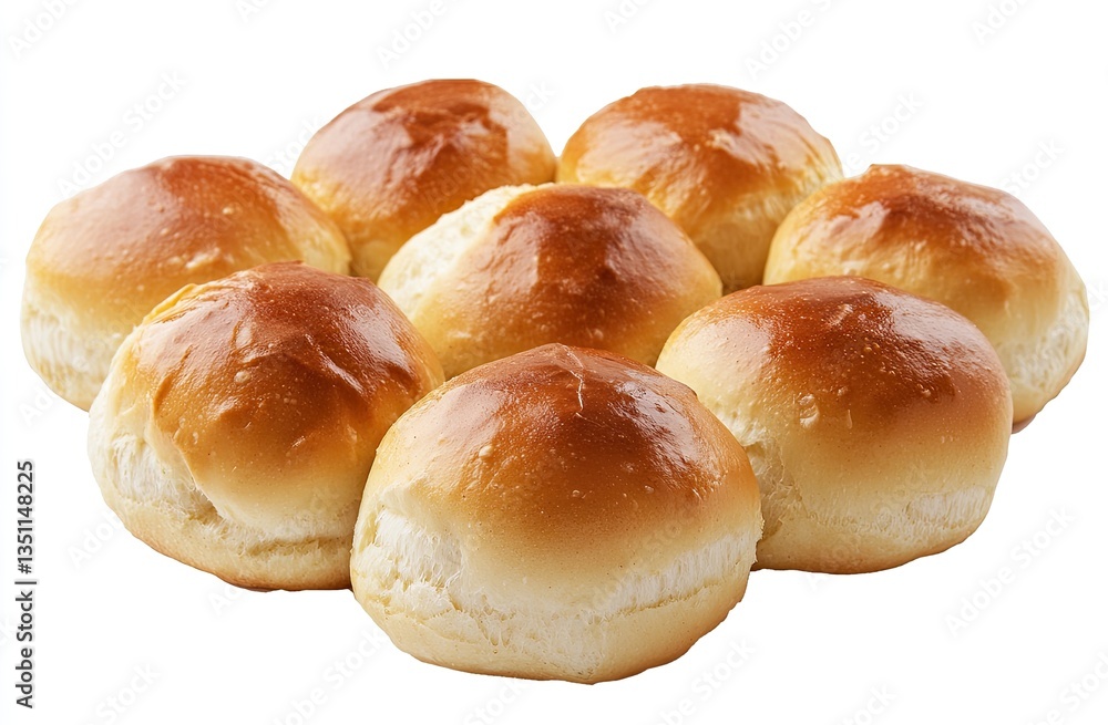 Round, golden-brown dinner rolls arranged in a cluster Round, golden-brown dinner rolls arranged in a cluster