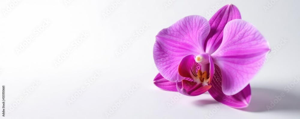 Obraz premium Stunning purple pink color of the moth orchid's petals against a clean white background, pink, moth orchid, floral