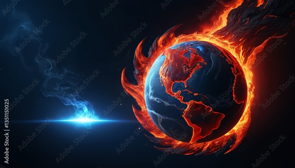 Fototapeta premium Burning Planet Earth