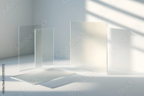 Wallpaper Mural Clean Glass Shapes in Sunlight for Abstract Design Mockup Template Torontodigital.ca