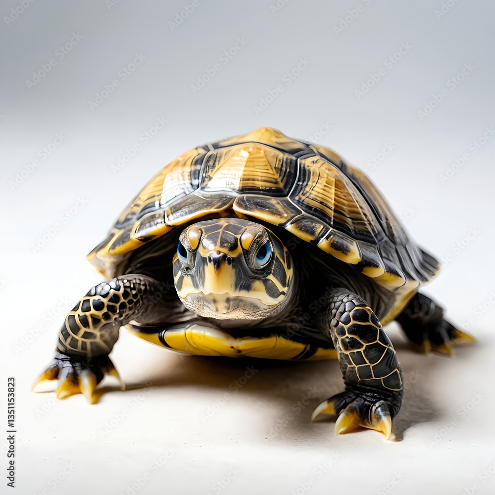 Obraz premium Young Yellow-Bellied Slider Turtle Close-up