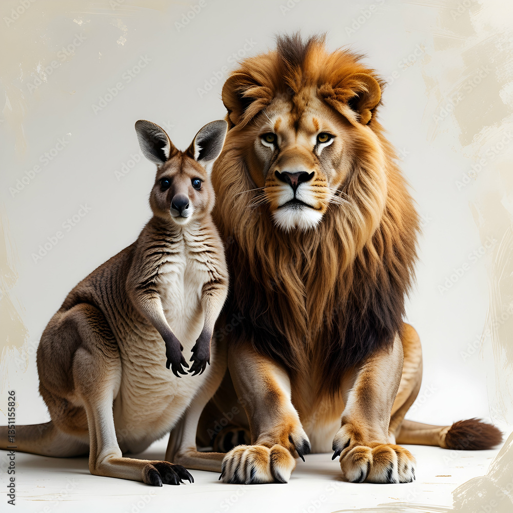 Fototapeta premium A majestic lion with a calm expression its