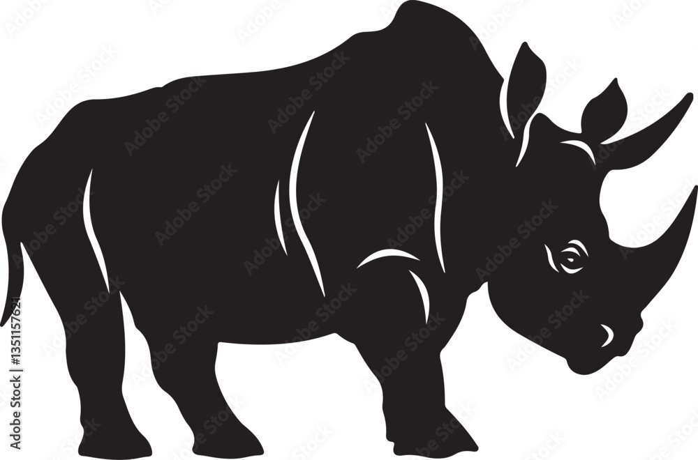 Fototapeta premium Silhouette of a Rhino African rhino icon art design rhino vector illustration white background 