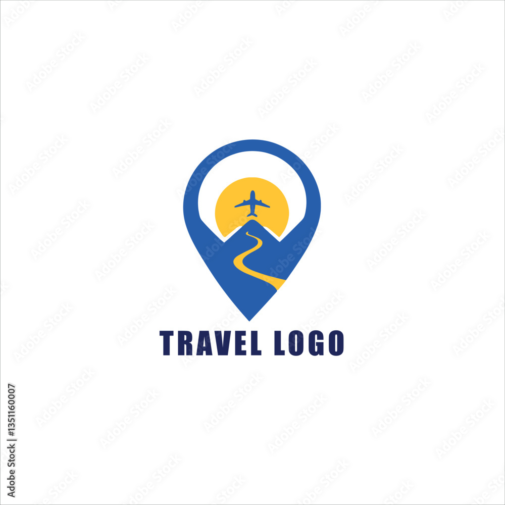 Travel Vector Logo – Airplane Silhouette with Navigation Pin and Winding Path Illustration Travel Vector Logo – Airplane Silhouette with Navigation Pin and Winding Path Illustration