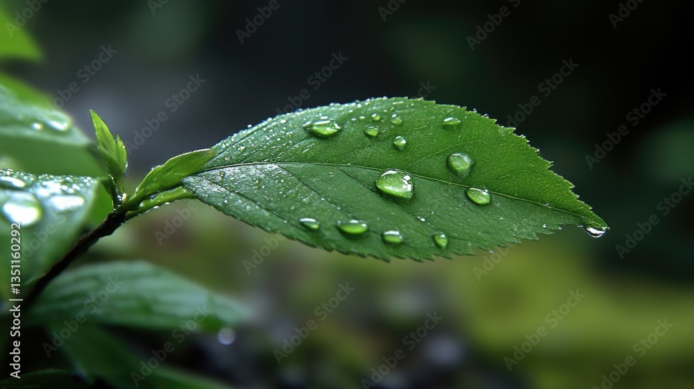 Fototapeta premium Dew-kissed leaf (1)