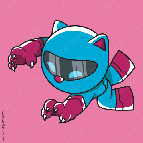 cool robot cat vector jumping while wanting to scratch
