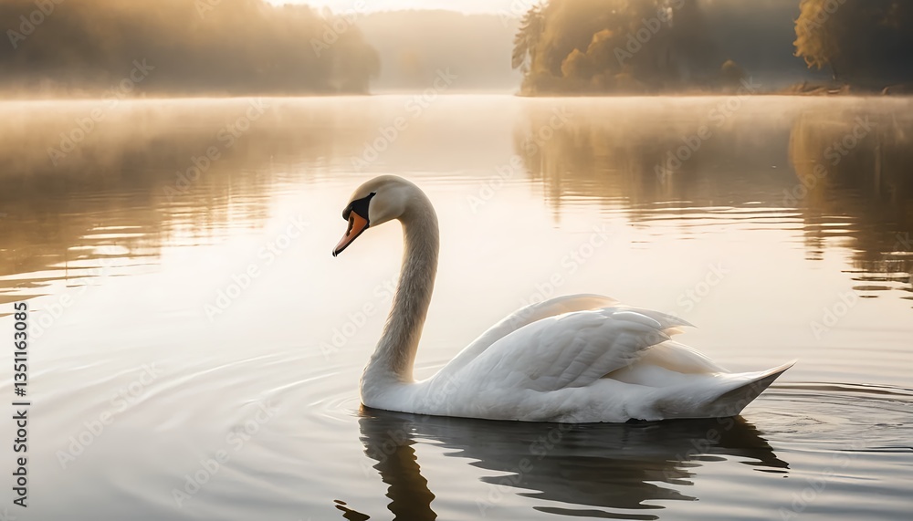 Fototapeta premium Serene Swan at Sunrise
