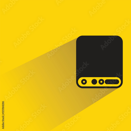 power bank icon with shadow yellow background