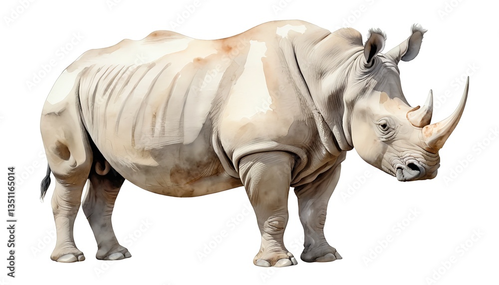Obraz premium White Rhinoceros, Powerful Mammal, Wildlife Portrait