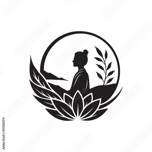 mental health care silhouette vector clip art logo design