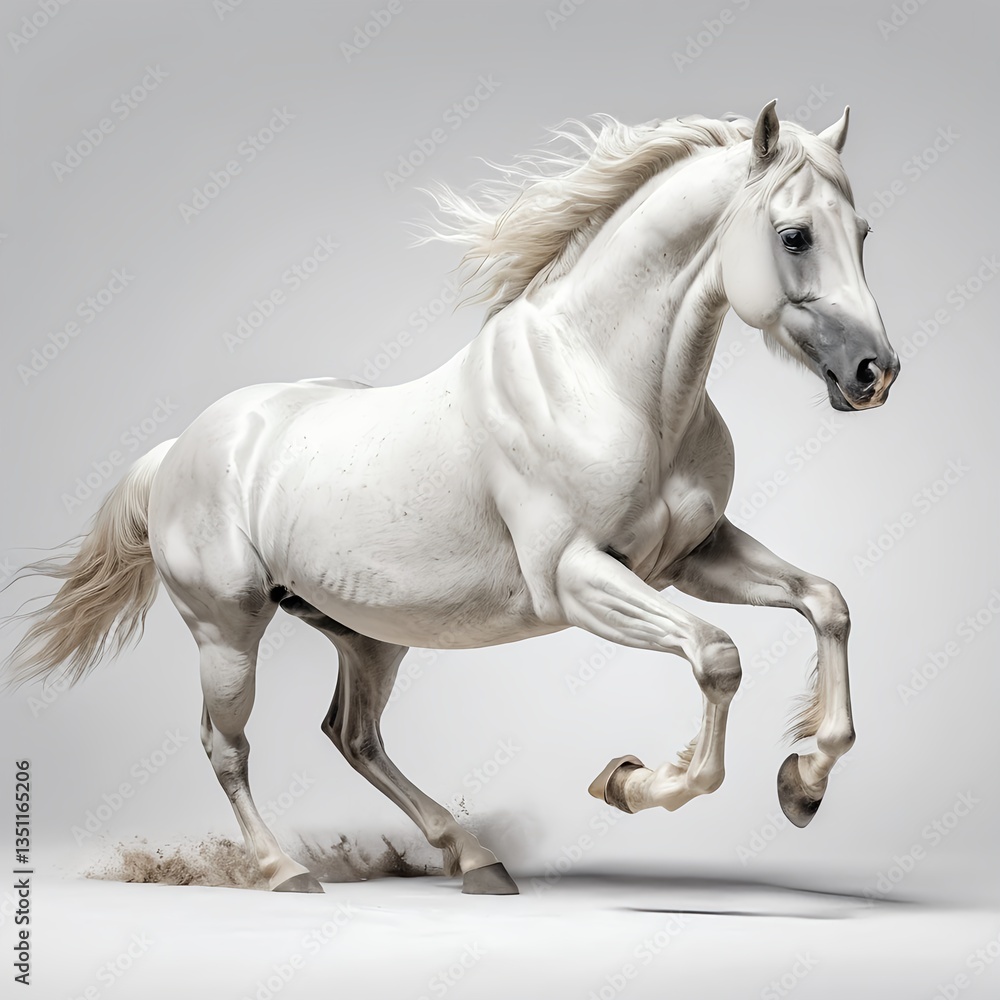Fototapeta premium Majestic White Horse in Motion