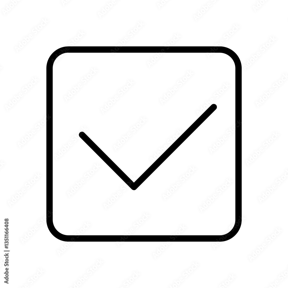 Black check list thin line icon, simple check mark in box infographic flat design vector pictogram, infographic interface elements for app logo web button ui ux isolated on white background Black check list thin line icon, simple check mark in box infographic flat design vector pictogram, infographic interface elements for app logo web button ui ux isolated on white background
