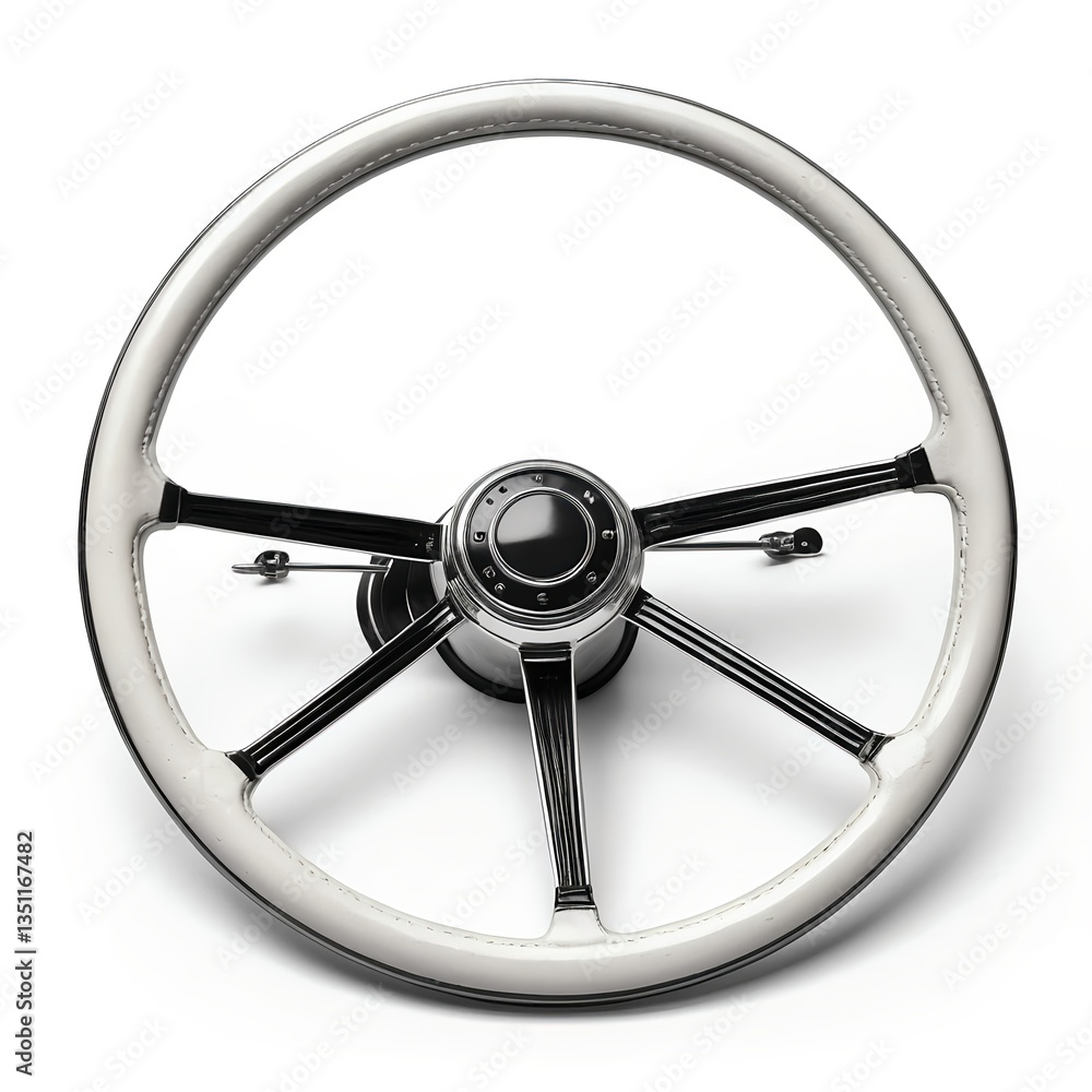Naklejka premium Classic White Leather Steering Wheel