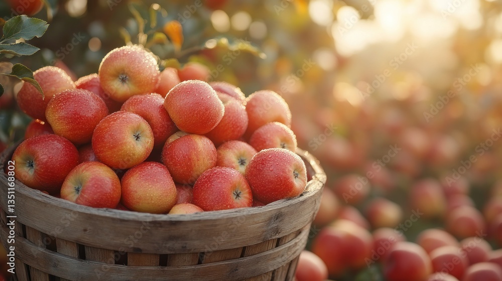 Freshly picked apples in a wooden basket Freshly picked apples in a wooden basket