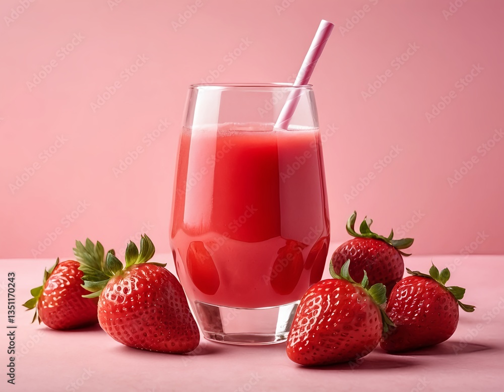 Fresh Strawberry Smoothie with Ripe Strawberries Fresh Strawberry Smoothie with Ripe Strawberries