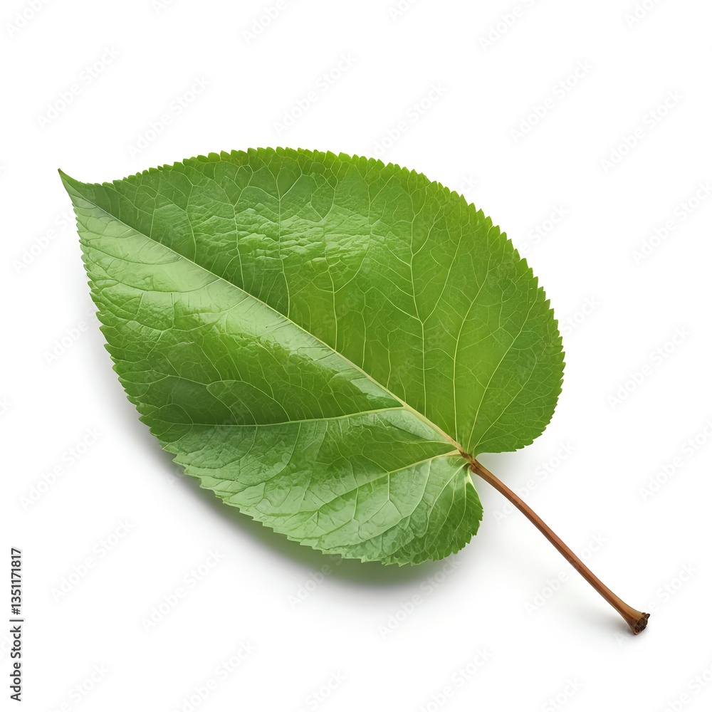 Obraz premium Single Green Leaf Isolated on White Background