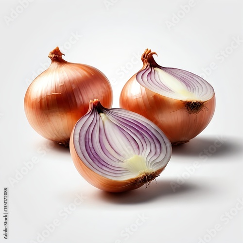 Wallpaper Mural Fresh Onions, Whole and Halved, White Background Torontodigital.ca