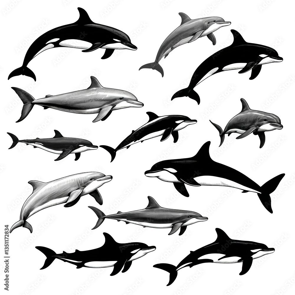 Obraz premium Diverse Dolphin and Orca Collection