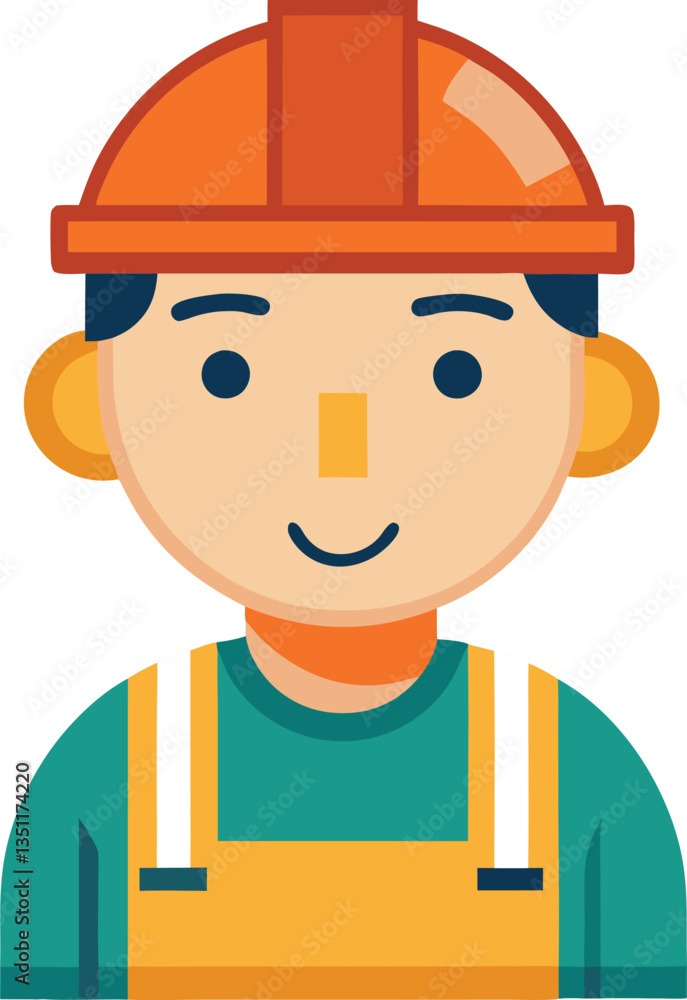 Illustration of Construction Worker with Hard Hat, A cheerful illustration of a construction worker wearing an orange hard hat and overalls, representing the construction and labor industry.
Illustration of Construction Worker with Hard Hat, A cheerful illustration of a construction worker wearing an orange hard hat and overalls, representing the construction and labor industry.
