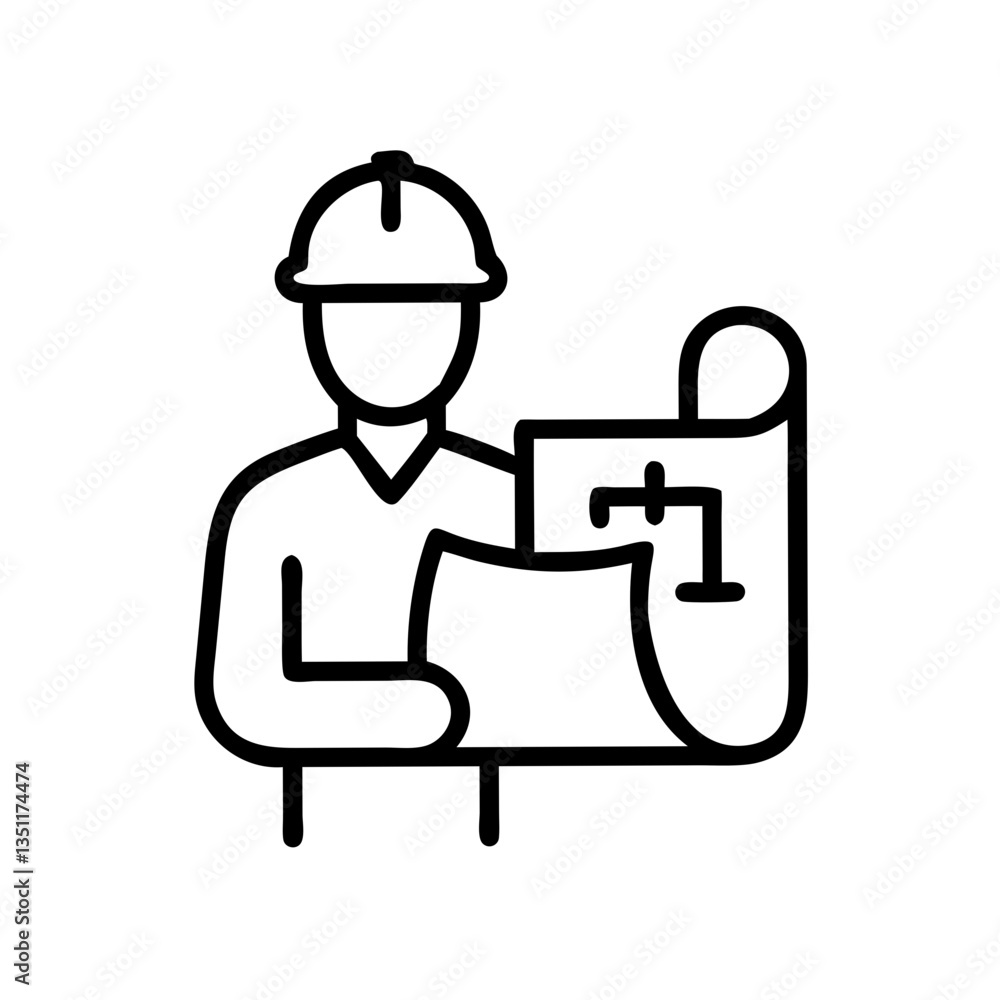 Architect holding blueprint in construction outfit Architect holding blueprint in construction outfit