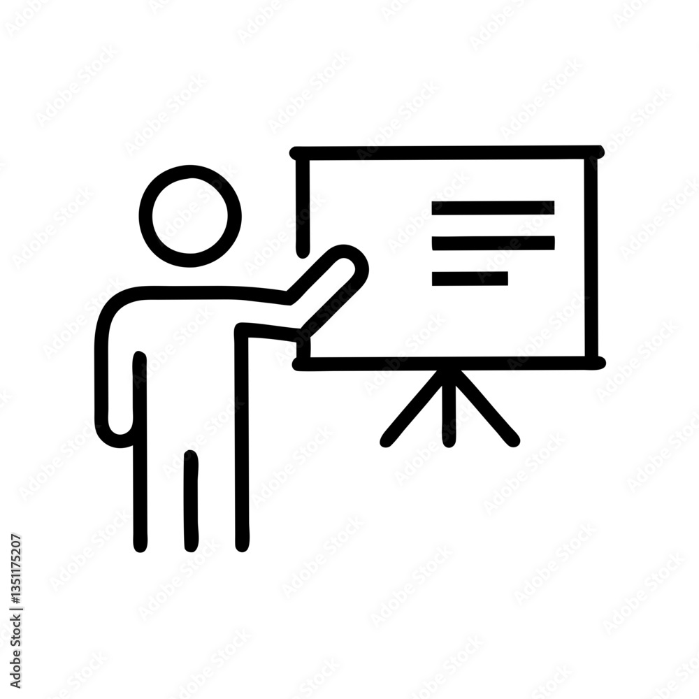 Presenter Explaining Concepts Using Slides Against a White Background  