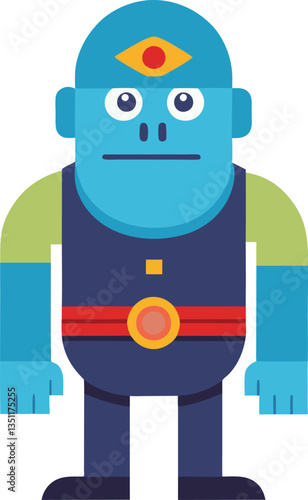 Cartoon One-Eyed Monster in Armor, A vibrant cartoon illustration of a one-eyed monster wearing armor, representing a unique and playful mythical creature in a colorful style.
