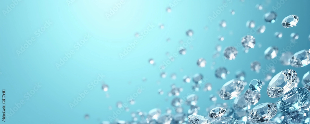 Naklejka premium A blue background with a large number of diamonds scattered across it