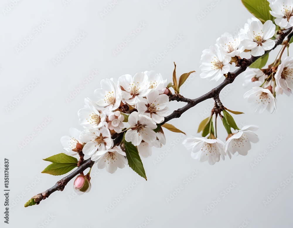 Obraz premium Delicate White Cherry Blossoms on Branch