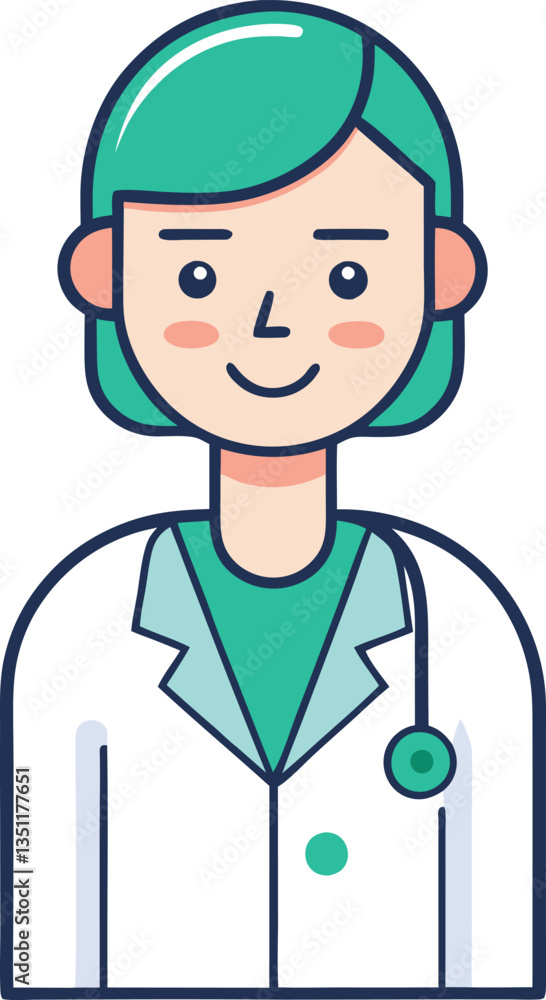 Cartoon Female Doctor with Stethoscope Illustration, A cheerful cartoon female doctor wearing a white coat and stethoscope, representing the healthcare profession.
Cartoon Female Doctor with Stethoscope Illustration, A cheerful cartoon female doctor wearing a white coat and stethoscope, representing the healthcare profession.