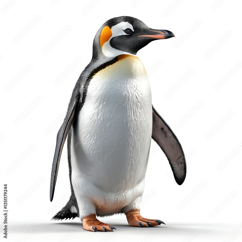 Fototapeta premium King Penguin Standing on White Background