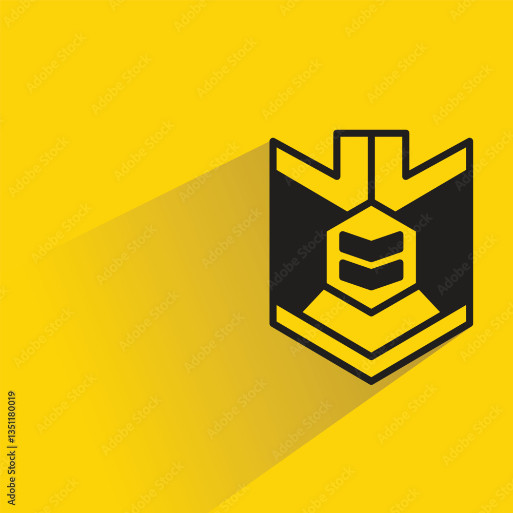 shield badge with shadow on yellow background shield badge with shadow on yellow background