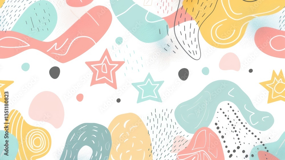 Abstract Art with Colorful Shapes and Stars Abstract Art with Colorful Shapes and Stars