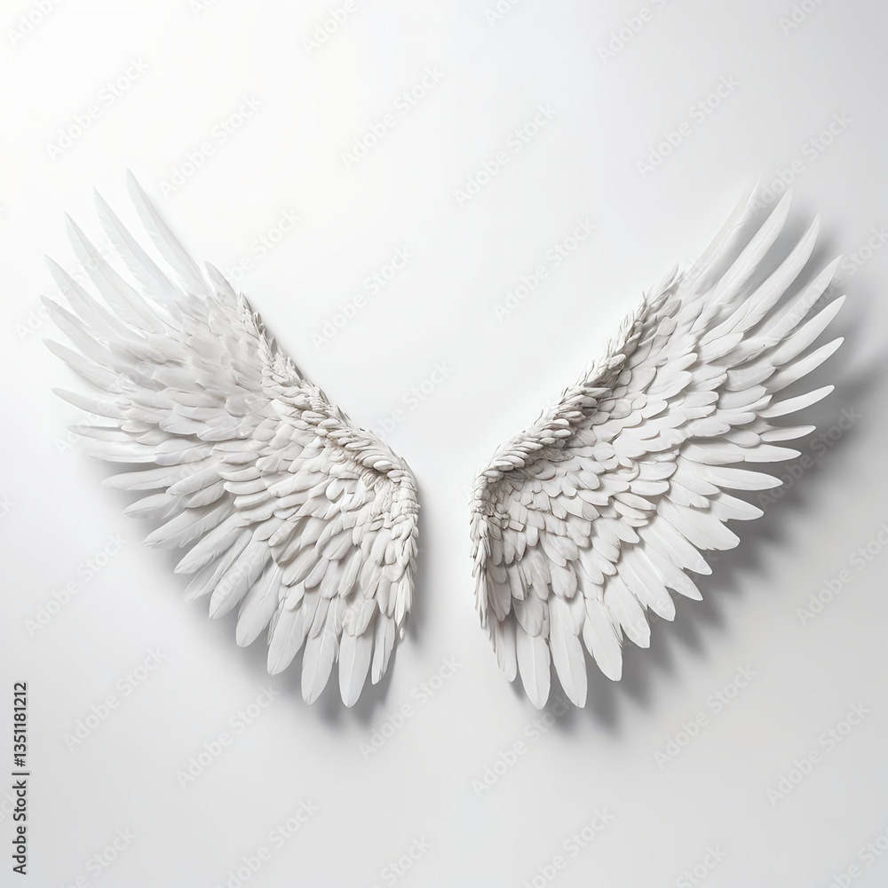 Obraz premium White Angel Wings on White Background