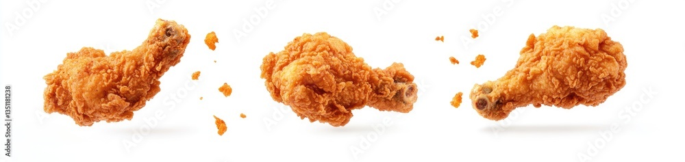 Crispy Fried Chicken Legs Isolated with Crumbs Crispy Fried Chicken Legs Isolated with Crumbs