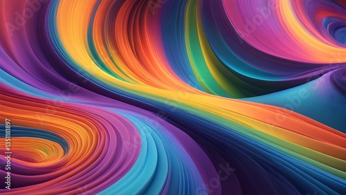 Abstract image showcasing vibrant, swirling rainbow colors creating a dynamic colorful background.