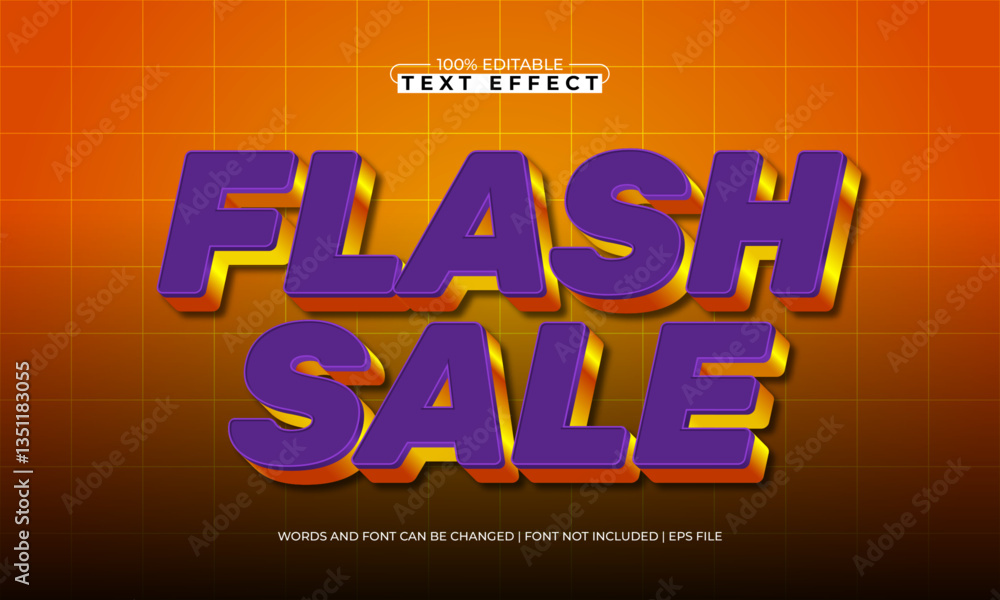 flash sale editable text effect with a discount and offer text style