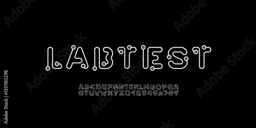 Digital alphabet font made ring and dot